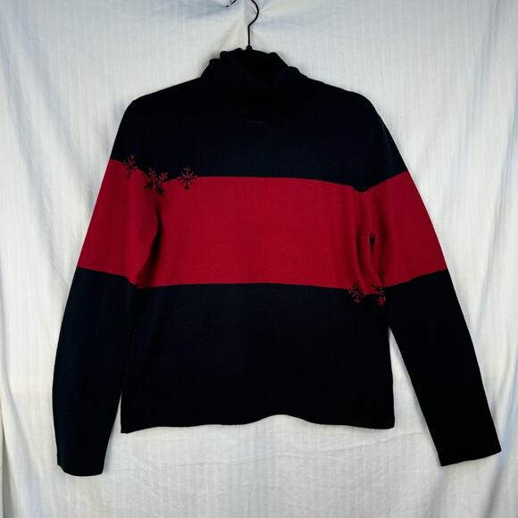 Jones New York Country Silk Wool Turtleneck Snowflake Sweater Women’s Size Large - Picture 8 of 8